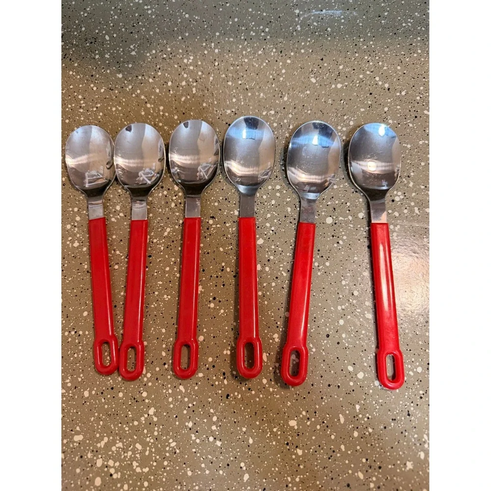 Vintage Red Handle Stainless Steel‎ Flatware Lot – 21 Pieces Mid Century